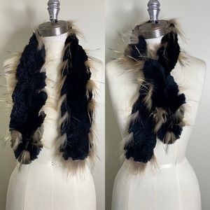 2 WAY MINK FUR WOVEN NET SCARF WITH SPIRAL WOVEN FUR AROUND THE EDGE!